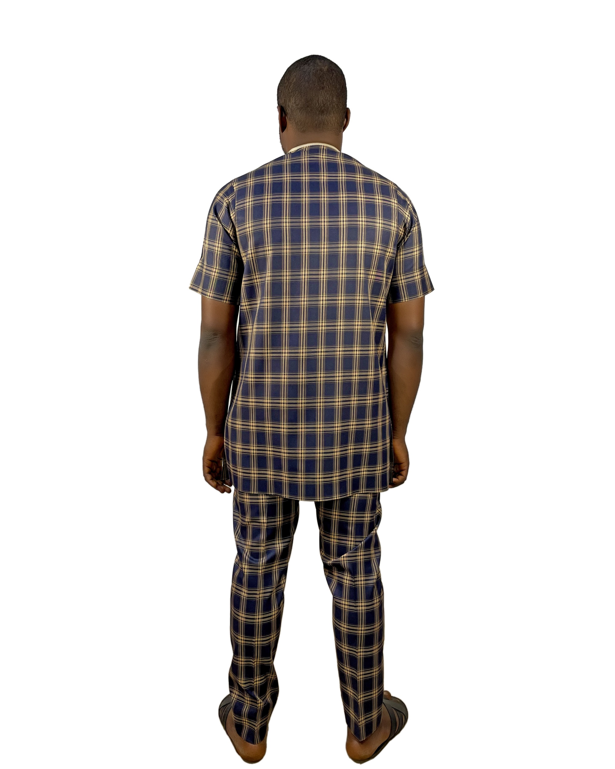 Stylish Checked Men’s Ankara Short Sleeves - Image 2